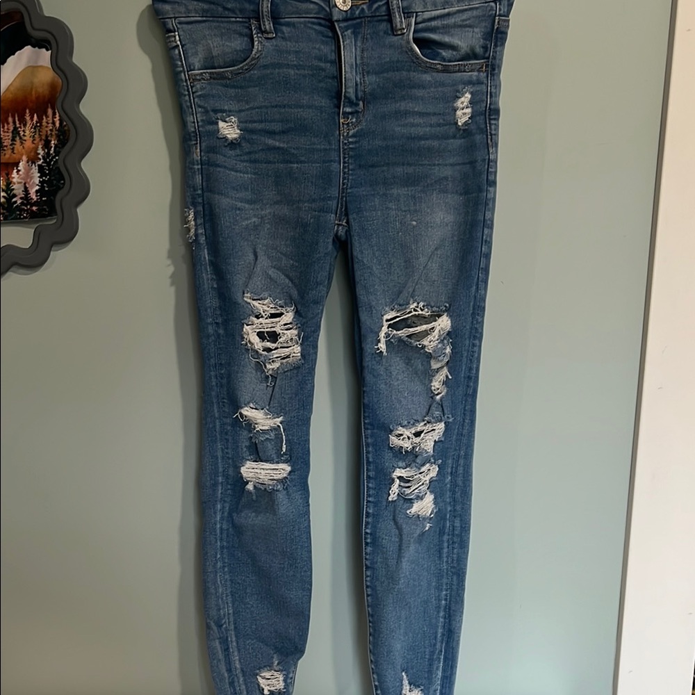 Distressed Blue Jeans